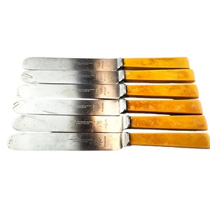Vintage John Mcglory & Sons Sheffield Scotia Knives Stainless Celluloid Lot of 6 - Picture 1 of 11