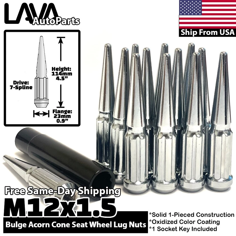 Tuerca de clavo 16x cromada 12x1,5 apta para Ford EcoSport Chevy Beat Optra Spark Dodge Foto 1 de 4