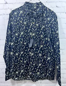 John Varvatos Men’s Black Yellow Skull Flowers Button Up Short NWT Mens Large L - Picture 1 of 10