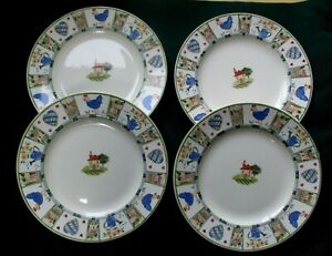 Set of 4 Vintage Johnson Bros Meadow Brook 10 3/4" Dinner Plates