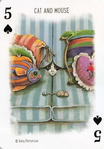 Tarjeta de juego de intercambio individual arte gato Gary Patterson - gato y ratón - humor - Imagen 1 de 2