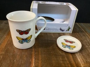 Portmeirion Botanic Harmony Butterflies Mug & Coaster Gift Set New In Box - Picture 1 of 7