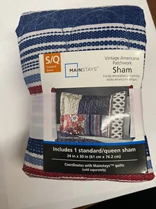 Mainstays Reversible Vintage Americana Patchwork Quilt Standard/Queen Sham 1 PC - Picture 1 of 4