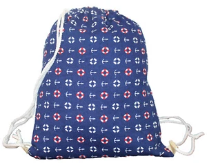 Daypack Turnbeutel in Blau – Maritimes Design – Sportbeutel Gymbag mit Anker - Bild 1 von 1