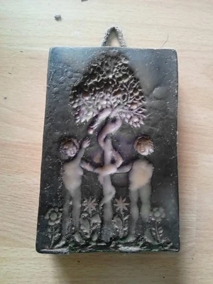 Springerle Model Wachs alt Adam Eva Genesis Schwarz Schlange Deko Aufhänger - Bild 1 von 4