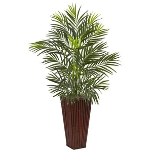 Indoor Areca Artificial Palm in Bamboo Planter - Picture 1 of 3