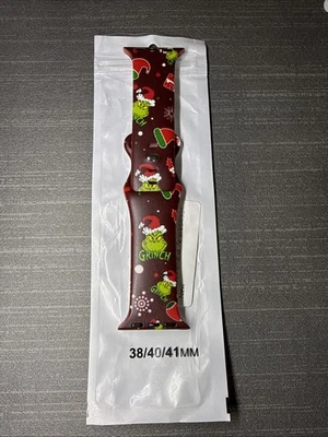 Silicone Grinch Apple Watch Band 42/44/45/49mm Reddish Color - Image 1 of 4