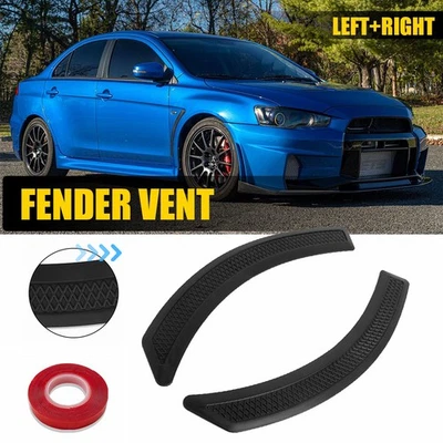 2Pcs New For 02-16 Mitsubishi Lancer EVO Black Front Fender Side Vent Covers EPK - Image 1 of 4
