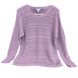 Maglione J.Jill rosa malva misto cotone maglia aperta pullover testurizzato M - Foto 1 di 10