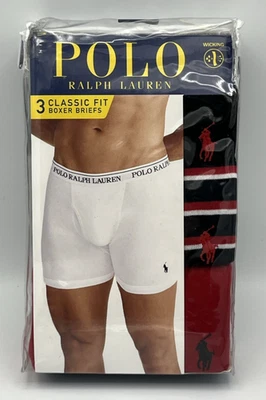 Paquete de 3 calzoncillos boxer clásicos de algodón Polo Ralph Lauren para hombre blancos negros rojos Foto 1 de 4