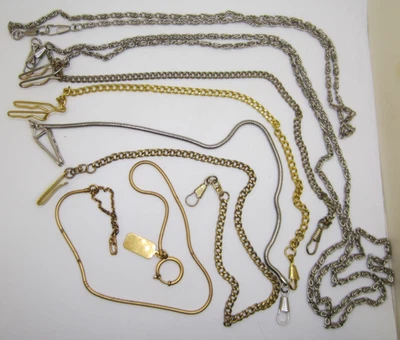 Lot of 7 mostly contemporary pocket watch chains (3) 14" (2) 17" 27" & 48" - Image 1 of 4