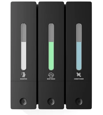 Dispensador de pared 3 compartimentos sin taladro 1200 ml para baño y ducha Foto 1 de 4