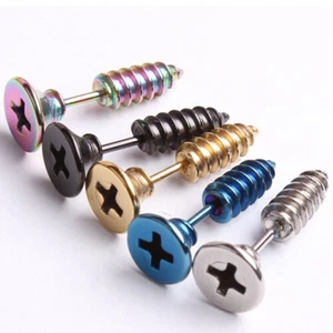 Pendientes piercing tachuelas para hombre pendientes de tornillo para mujer de acero inoxidable - Imagen 1 de 11