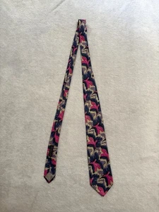 Giorgio Armani Men’s Tie Cravatte Pink Navy Blue Biege Floral Silk VTG - Picture 1 of 5