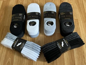 Ted Baker Men’s Half Terry Liner Sock 8 Pack 2 Designs In One Size 7-11 NO SHOW - Picture 1 of 10