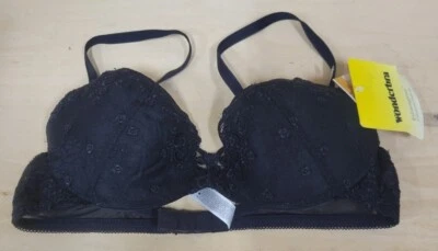 NWT Wonderbra 7624 36A Black PUSH UP BRA Extravagance Embroidered  - Image 1 of 4