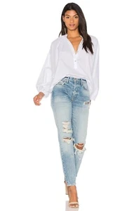Free People Hey Baby Hi-Low Oversize Henley Button Front Top White Size S - Picture 1 of 11