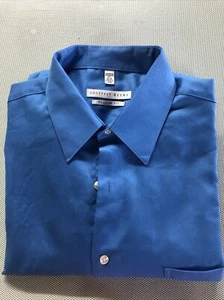 Geoffrey Beene Mens Button Up Shirt Blue Long Sleeve Regular Fit Sz 16 1/2 X 34 - Imagen 1 de 2