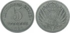  5 Pfennig 1921 J 180° Stempeldrehung und ohne Riffelrand geprägt vz-prfr.