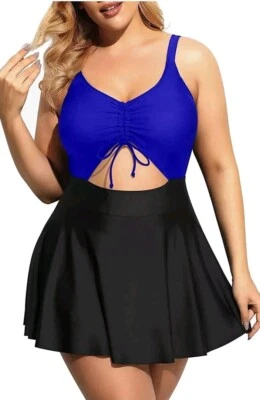 Yonique Womens One Piece Skirt V Neck Swimdress Cutout Bathing Suit Orange 20W - Изображение 1 из 4