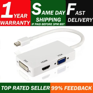 Mini DisplayPort (Thunderbolt) to DVI VGA HDMI 3 In 1 Adapter For MacBook PRO - Picture 1 of 6