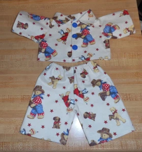COWBOY BEAR HOBBY HORSE DOG FLANNEL PAJAMAS PJS  for 16" CPK Cabbage Patch Kids - Picture 1 of 6