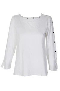Alfani White Sliver Embellished Pullover Sweater S - Picture 1 of 3