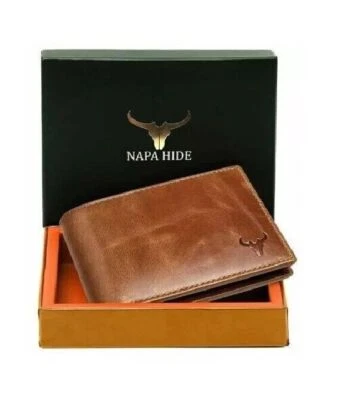 Genuine Leather Bifold Wallets For Men RFID Blocking Slim (MENS BROWN WALLET++) - Image 1 of 4