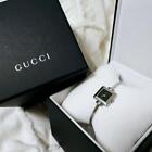 GUCCI 1900L Silver Black Dial Square bangle watch Women's Watch with Box