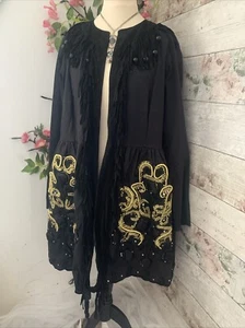 Manoush Black Embellished Tassled Gold Jacket 1990s Ditsy Vintage 10 12 14 - Picture 1 of 11