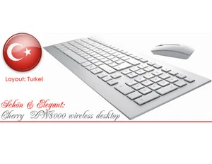 Premium Alutastatur + Mouse Cherry DW8000 Wireless 2,4 GHZ Aluminium Turkish New - Picture 1 of 1
