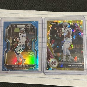 DAK PRESCOTT - 2020 PRIZM LIGHT BLUE PRIZM #150 + 2021 PRIZM DP GOLD CRACKED ICE
