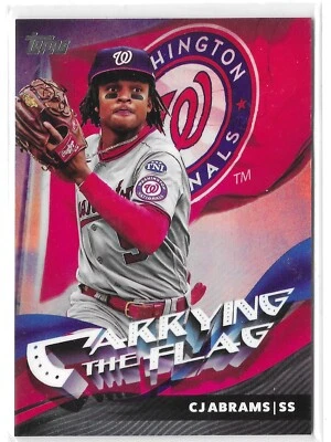 CJ ABRAMS 2023 Topps Flagship Collection  Carrying The Flag SP  /100 Nationals - Image 1 of 2