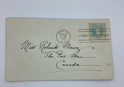 1937 Virginia Dare First Day Issue Cover Manteo to The Pas Manitoba Canada - Image 1 of 2