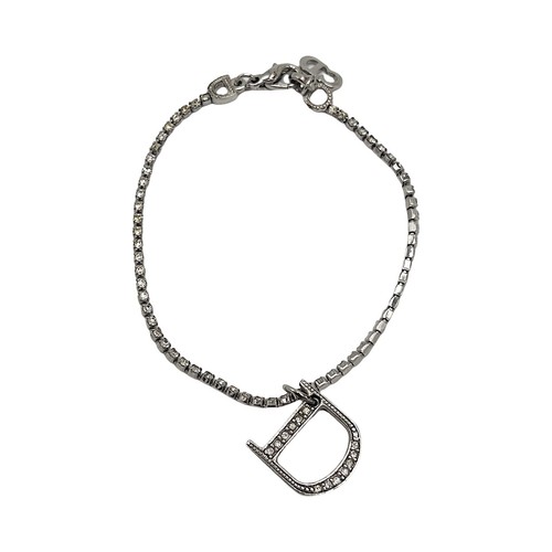Bracciale Dior Logo Argento Diamante Cristallo Obliquo Tennis Catena D Charm Vintage