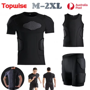 Rugby Padded Costume Shirt Shorts Vest Protector Safety SoccerJerseys Outdoor AU - Picture 1 of 17