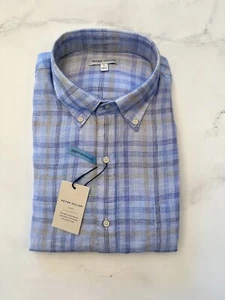 ***NWT*** Peter Millar Plaid Linen Sport Shirt - Blue Sand - Bild 1 von 1