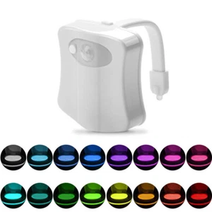 16 Color Changes Motion Sensor Toilet Night Light Toilet Bowl Lamp Bathroom US - Picture 1 of 11
