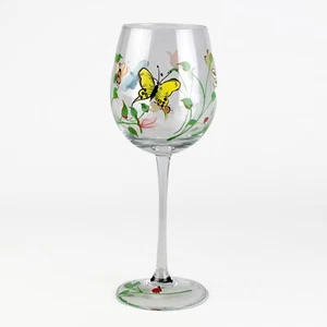 Lenox Butterfly Meadows Balloon Wine Glass, Hand Painted Goblet 16 fl oz, 9 1/4" - Picture 1 of 7
