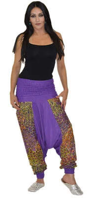 Yoga Harem Pants Trouser Casual Comfortable Satin One Size Purple - Image 1 of 4