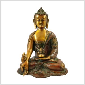 Medizinbuddha Ashtamangala 25cm braungrün Gesundheit & Heilung Medizin Buddha - Picture 1 of 3