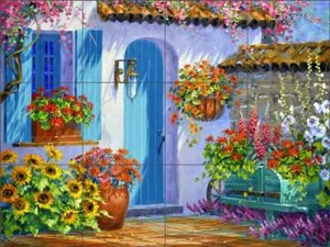 Mural de cerámica arte floral arte floral de azulejos de patio salpicadero Mikki Senkarik MSA232 - Imagen 1 de 2