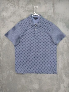 Brooks Brothers Polo Shirt Mens 2XL XXL Blue Geometric Linen Blend Slim Fit - Picture 1 of 6