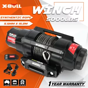 X-BULL Electric Winch 12V 5000LBS Wireless Synthetic Rope ATV 4WD Trailer Boat - Picture 1 of 10