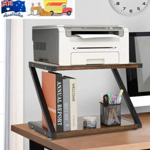 2 Tiers Desktop Printer Stand Holder Rustic Printer Organizer Shelves Office - Picture 1 of 11
