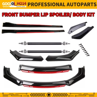 Alerón divisor de labios de parachoques delantero + faldón lateral + varillas de puntal para BMW 740i 750i 760 Foto 1 de 4