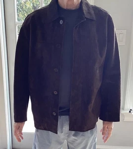 Banana Republic Jacket Men’s L Brown Leather Suede Chore Barn Coat Field Lined - Picture 1 of 8