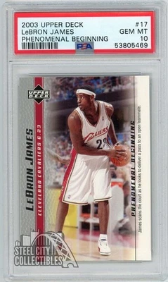 LeBron James 2003-04 Upper Deck Phenomenal Beginning Rookie Card #17 PSA 10 - Image 1 of 2