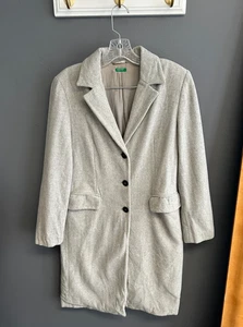 Vintage United Colors of Benetton Damen Gr. 42 (S/M) Mantel grau Wolle Trench Pea - Bild 1 von 7