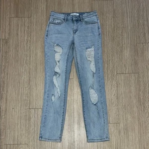 Judy Blue Size 26 Boyfriend Fit Light Blue Distressed Women Jeans - Picture 1 of 6